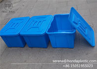 Cajas de almacenamiento plásticas azules apilables de C614l con las tapas/cubierta 670 * 490 * 390 milímetros