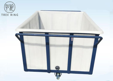Camión polivinílico rotatorio blanco de la caja 1000kg, carros de lavadero polivinílicos del Wheelie resistente