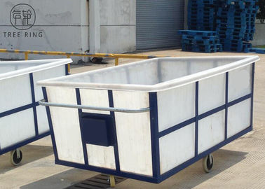 Camión polivinílico rotatorio blanco de la caja 1000kg, carros de lavadero polivinílicos del Wheelie resistente