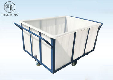 Camión polivinílico rotatorio blanco de la caja 1000kg, carros de lavadero polivinílicos del Wheelie resistente