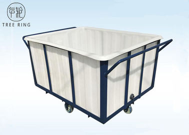 Camión polivinílico rotatorio blanco de la caja 1000kg, carros de lavadero polivinílicos del Wheelie resistente