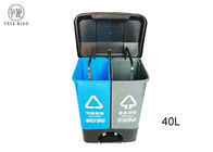 compartimientos plásticos verdes 40l/azules dobles de los desperdicios que reciclan la disposición de la cartulina con el pedal