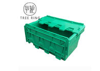 Cajas de almacenamiento plásticas verdes recicladas con las tapas con bisagras, envase atado 500 x 330 x 236m m de las tapas