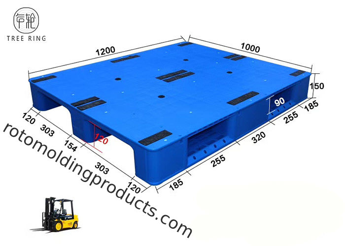 3 plataformas plásticas del HDPE liso plano de las resbalones con la barra de acero para atormentar FP1200 * 1000